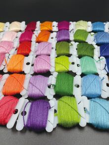 50pcs/Set Cross Stitch Floss With Bobbins, 50 Random Colors, 6-Strand 8m Length, Suitable For Cross Stitch, Ribbon Embroidery, Friendship Bracelets, Weaving, Beading, Fabric Crafts, Greeting Cards, Holiday Decorations And Various DIY Projects - Cross-stitch Thread Wrapping - View 2