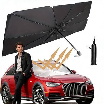 1pc Foldable Car Windshield Sun Shade, Blocks Sunlight, Suitable For SUV, Truck, Sedan, RV And More