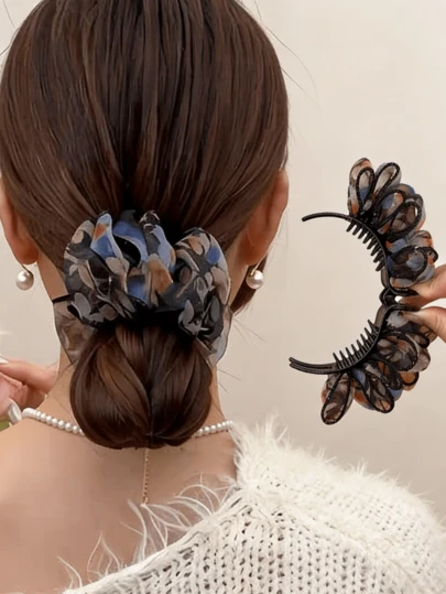 多色网纱优雅发髻夹，时尚高贵的发饰