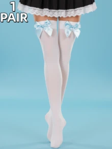 3/2/1双装 女士超薄性感蝴蝶结过膝袜 时尚紧身裤 高弹柔软过膝袜 大腿袜，四季皆宜 - 彩色 - 查看 15