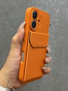 1pc PU Leather Wallet Case With Card Slots, Suitable For IPhone 17 Pro Max, 17 Air, 14, 15, 16 Plus, 17, 11, 12, 13 Pro Max, Business Photo Holder Protective Cover - Orange - View 3