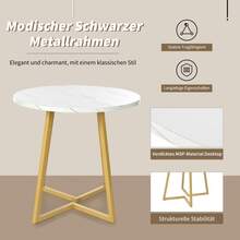 Dining Chair Set (5 Pieces), Dining Chair Set With 4 Chairs, Modern Kitchen Dining Chair Set, Round Dining Table With A Diameter Of 80 Cm, Gold Metal Table Legs, White MDF Tabletop, Dark Grey Velvet Dining Chair - Dark Grey - View 8