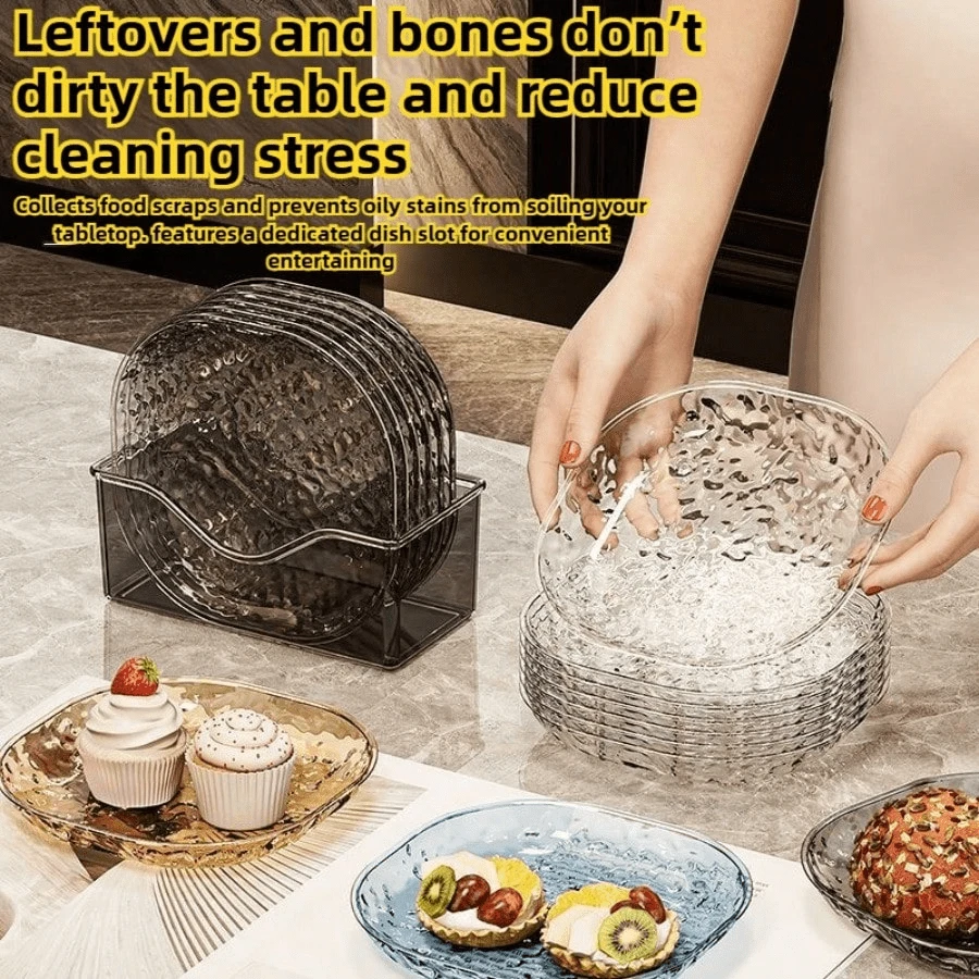 8pcs Luxury Minimalist Glacier Pattern Bone Dish Plates, Transparent Tabletop Bone Dish Small Plate Set, Suitable For Daily Life, Spring Festival, Halloween, Valentine's Day, Thanksgiving And Other Gatherings - Multicolor - View 1