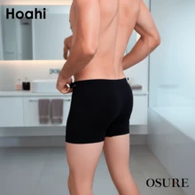 4-Pack HOAHI Men's Boxer Briefs, 94% Cotton, Seamless, For Everyday Comfort - Todas Pretas - View 3