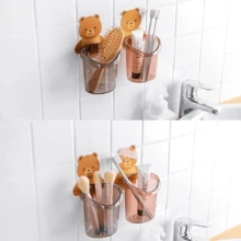 1 Piece Cute Bear Shaped Self-Adhesive Wall Mounted Plastic Toothpaste Holder,Bathroom Bear Hug Toothbrush Cup,Toothpaste Storage Rack,Bathroom Wall Mounted Drainage Bear Storage Cups Children's Toothbrush Holder Set,Bathroom Storage Organizer,Suitable For Toothbrush, Toothpaste, Razors, Combs, Brushes, Bathroom, Shower, Plastic Self-Adhesive Wall Mounted Electric Toothbrush Holder - Multicolor - View 8