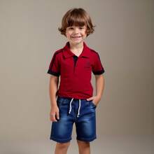 Young Boys Denim Shorts - Cadet Blue - View 2