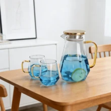 1pc Modern Luxury Cold Water Glass Kettle, Heat-Resistant Household Teapot, Fashionable Water Pitcher For Tea And Juice, Large Capacity Cold Water Carafe - Multicolor - View 2