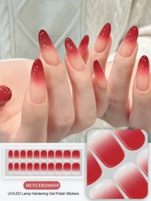20片透明底甲贴，需UV灯固化，沙龙级品质，经久耐用，跨境批发同款红皮书主题甲贴，适用于指尖 - 珊瑚粉 - 查看 8
