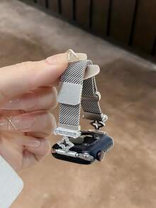 Tương thích với Apple Watch, Dây đeo kim loại thép không gỉ kiểu dáng tối giản họa tiết tia nắng mùa hè mới dành cho Ultra/SE 2/SE 1/Series 11/10/9/8/7/6/5/4/3/2/1, 38/40/41/42/44/45/46/49mm - ánh sao - Xem 6