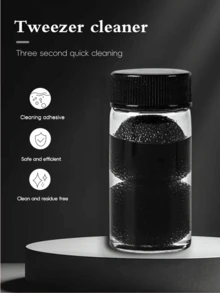 2瓶镊子清洁液，专为睫毛嫁接工具设计，内含镊子清洁海绵球，不留残留，增加摩擦力，可去除胶水。 - 黑色 - 查看 1