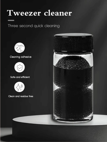 SAUA 2 chai dung dịch vệ sinh nhíp, chuyên dụng cho dụng cụ nối mi, bao gồm mút xốp vệ sinh nhíp, không để lại cặn, tăng ma sát, dụng cụ làm sạch và loại bỏ keo dán.