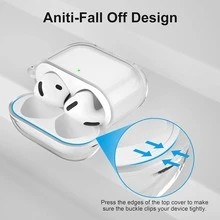 Funda protectora transparente y suave de TPU para auriculares Bluetooth de Apple con kit de limpieza, cubierta protectora a prueba de golpes con llavero - transparente - Ver 3