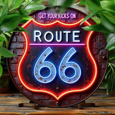 1pc Vintage Neon Light Style Metal Sign - 8x8 Inch Scratch-Resistant, UV-Resistant And Flame-Retardant Wall Decor With Anti-Graffiti Surface Treatment - Retro Round Wreath Art Home, Bar, Pub, Music Hall - Unique Gift For Family And Friends, Metal Wall Art Decor, 2D Flat, Suitable For Room Decoration, Pre-Drilled Holes, Style As Shown In Size Image