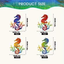 2D Acrylic Seahorse Wall Decor, 4pcs Large Coral Seahorse Ocean Theme Wall Hanging, Suitable For Indoor/Outdoor Patio, Corridor, Fence, Pool Decoration, Birthday Party, Housewarming Gift, Garden Home Decor - Multicolor - View 3