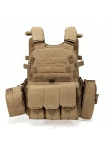 1pc Multifunctional Outdoor Training Vest - Molle System, Adjustable, Suitable For CS Games, Hiking And Fishing, Durable Polyester Material, Suitable For All Seasons. Men's Multifunctional Lightweight Training Vest, Black, Outdoor CS Tactical Vest, Outdoor Camping Vest. - Multicolor - View 2