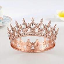 1件巴洛克风格新娘金色皇冠，水晶公主皇冠，高端生日/婚礼头饰，专为女性设计 - 彩色 - 查看 9