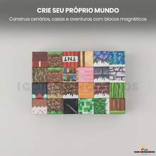 Brinquedo Bloco de Montar Magnético Mundo Pixel 25 Peças Presente Criativo Infantil Educativo - Multicolorido - Visão 2