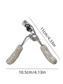 1pc Sparkling Rhinestone Eyelash Curler, Eyelash Grooming Tool, Wide Angle Curl Long-Lasting Compact Portable Eyelash Curler Comb, Fashionable Gift - Multicolor - View 4
