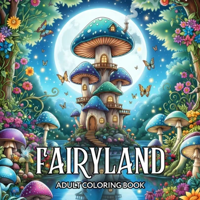 GDTME FAIRYLAND: Enchanted Fairyland Coloring Book For Adults & Kids Bold Mushroom House Magical Forest Patterns Ideal Gift For Easter, Halloween Birthdays Stress Relief Fantasy Scenes For Nature Fairy Tale Lovers Craft Supplies Mothers Day Gift