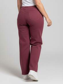 BNB Women's Plus Size Wide Leg Pants With High Waist - 甜菜 - 查看 5