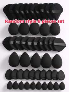 50-10pcs Makeup Sponge Set, Makeup Blender, Professional Makeup Blending Sponge Wholesale, Hoarding, Super Soft Concealer Sponge, Facial Makeup Tools, Suitable For Foundation, Powder, Toner - màu đen - Xem 12