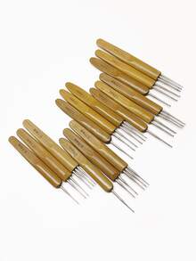 Bộ kim móc tóc dreadlock chuyên nghiệp, kim bện cán tre 0.5mm/0.75mm/1.0mm/1.25mm/1.5mm, kim đơn/đôi/ba ngạnh, dụng cụ nối tóc thích hợp sử dụng trong salon, bảo dưỡng dreadlock, bện tóc kiểu châu Phi. - Đầu cacbua bạc đơn đôi ba - Xem 1