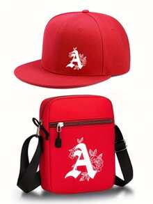 1pc/2pcs Letter A Design Print Y2K Streetwear Baseball Cap & Crossbody Bag Set, Adjustable Unisex Hat & Shoulder Bag, Gift For Yourself And Friends - Multicolor - View 11