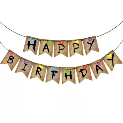 1 set Décorations de fête thème Stranger, bannière, décorations de fête d'horreur, décorations de fête effrayante, bannière joyeux anniversaire, décor de fond, décorations murales, accessoires photo