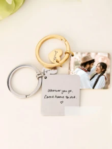 Llavero personalizado con foto, idea de regalo de aniversario o graduación, regalo conmemorativo grabado, llavero de pareja, regalo para el amor - Multicolor - Ver 9