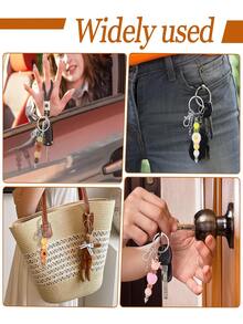 18pcs/Set Blank Beaded Keychain DIY Kit, Metal Beaded Keychain, Silver Bead Keychain Accessories For DIY Crafts, Jewelry Making, Gifts - Keychain - View 10