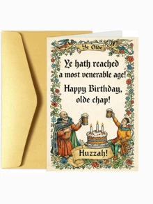 1pc Retro Medieval Birthday Card | Fun Retro Style, Suitable For Friends, Family, And Colleagues - Multicolor - View 6