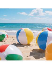 6个经典充气沙滩球，泳池派对沙滩游戏道具，水上游戏球，彩虹色夏威夷装饰充气礼品 - 彩色 - 查看 8