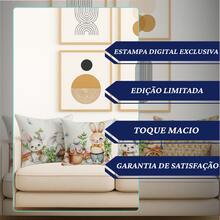 Kit 4 Capas de Almofada com Refil Coleção Páscoa EXCLUSIVA Estampadas Decorativas para Sofá e Cama com Conforto - COELHO CENOURA - Visão 4
