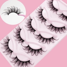 Magiska charmiga lösögonfransar, 5 par, trendig böjd älvögonsmink, förhöj din look, perfekt för vardagsbruk och speciella tillfällen - Svart - Visa 2