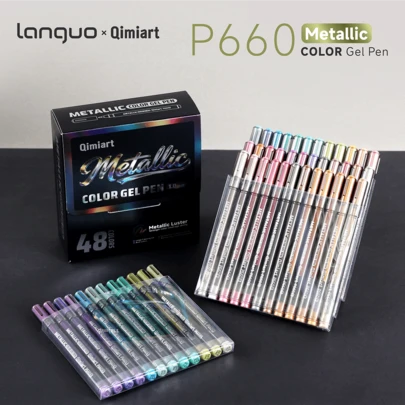 48 Colors Metallic Gel Pens Set,For Coloring, Doodling, Drawing, Scrapbooking, Card Making, Illustrations, Journaling Metallic Acrylic Pens Stationery