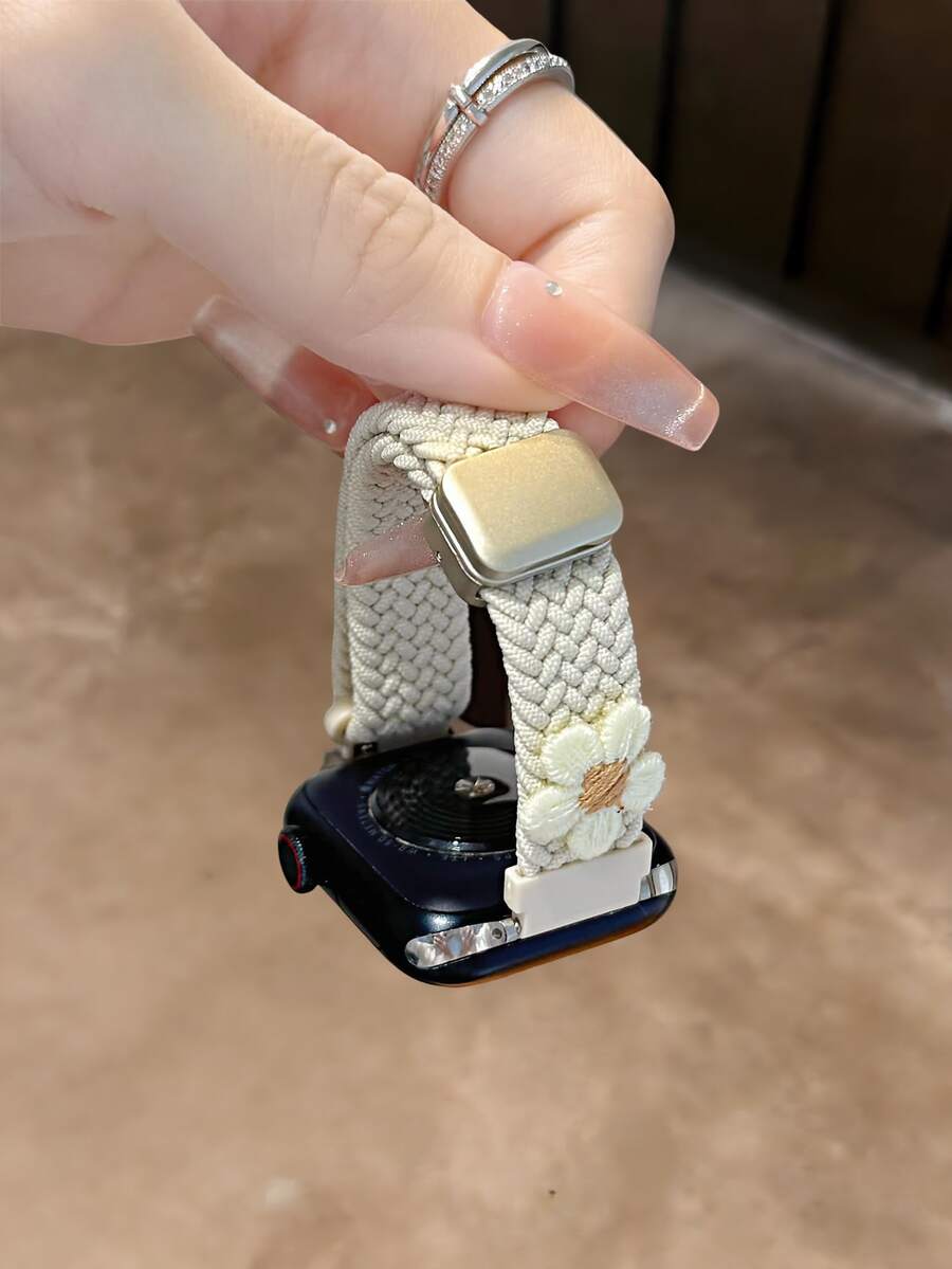 新款艺术优雅尼龙花朵表带，兼容 38/40/41/42/44/45/46/49mm，适用于 Ultra/S10/9/8/7/6/5/4/3/2/1