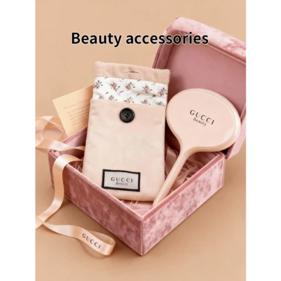 Gucci Bolsa de cosméticos para mujer, adecuada como regalo de vacaciones, se puede regalar a la novia o amigas, de lona rosa, regalo de mostrador
