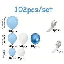 134pcs/Set Gray Blue Balloon Arch & Wreath Set, Including Gray Blue, Beige, Metallic Gold Balloons, Suitable For Bridal Shower, Gender Reveal Party, Birthday Party, Baby Shower, Home Party Decor, Gifts - Multicolor - View 11