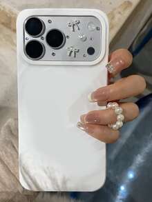 Miếng dán bảo vệ ống kính máy ảnh hình nơ 3D dễ thương, trong suốt, tương thích với iPhone 17 Pro Max 17Pro, quà tặng mùa xuân. - nơ ngọc trai - Xem 3