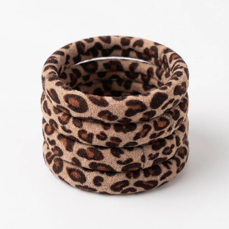 10 piezas Scrunchies elásticos con estampado de leopardo, lazos para el cabello con estampado animal de moda, bandas de goma elásticas adecuadas para uso diario, fiesta, entrenamiento, aptas para cabello grueso y fino, sujetadores de coleta, gomas para el cabello, verano, vacaciones, viaje - Multicolor - Ver 1