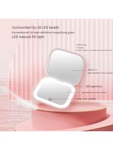 Cermin Rias LED, Cermin Rias Mini Portabel, Cermin Rias Perjalanan LED Isi Ulang USB, Cermin Saku dengan Lampu, Cermin Rias Lipat Pembesar yang Dapat Diredupkan, 3 Mode Cahaya - Cahaya Putih, Cahaya Alami, dan Cahaya Hangat, Kontrol Kecerahan Layar Sentuh, Cermin Rias Meja Multifungsi, Ideal untuk Asrama Mahasiswa, Perjalanan, Aplikasi Rias, Kantor, dan Kamar Tidur, Hadiah Natal yang Sempurna untuk Wanita - MultiWarna - View 6