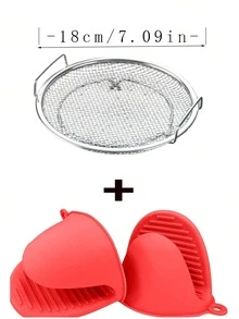 1 件不锈钢煎炸油滤网托盘，网状过滤篮，适用于煎炸、烧烤和烹饪食物 - 銀色 - 查看 13