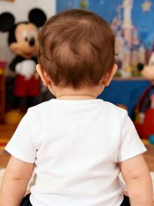This Disney Pixar Cars-Themed Casual, Simple, Crew-Neck Short-Sleeved T-Shirt, Featuring Characters From The Movie, Is Designed For Baby Boys And Girls And Is Ideal For Summer Wear. - White - View 2