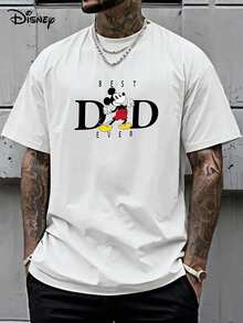 Disney Mickey Mouse Father's Day Gift Summer T-Shirt, Pure Cotton T-Shirt, One-Piece Design, Pure Cotton Fabric, Comfortable And Breathable, Worn By Disney Lovers And Couples In Disney Parks; A High-Quality Fashion Brand, It Is The Ideal Surprise Gift For Family And Friends. - 白色 - 查看 1