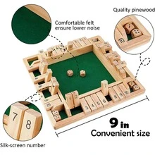 1-4 Players Shut The Box Dice Game,10 Numbers Traditional Wooden Pub Bar Board Family Game Dice For And Adults - màu xanh lá - Xem 5