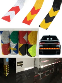 Reflective Arrow Safety Tape - Waterproof High-Visibility Auto & Truck Warning Strip Self-Adhesive Honeycomb Reflective Tape For Vehicle & Road Safety - A - View 3