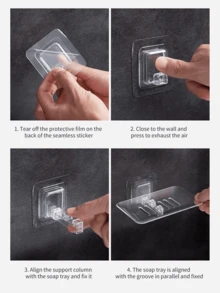 1/2个透明自粘壁挂式塑料皂碟，适用于浴室 - 彩色 - 查看 7