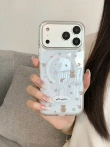 Transparent Adorable Butterfly Teddy Bear Magnetic Phone Case, Compatible With IPhone 17 Pro Max/16 Pro Max And Fits 13/14/15/12/11, Drop-Proof Protection Case - Transparent Bear - View 5