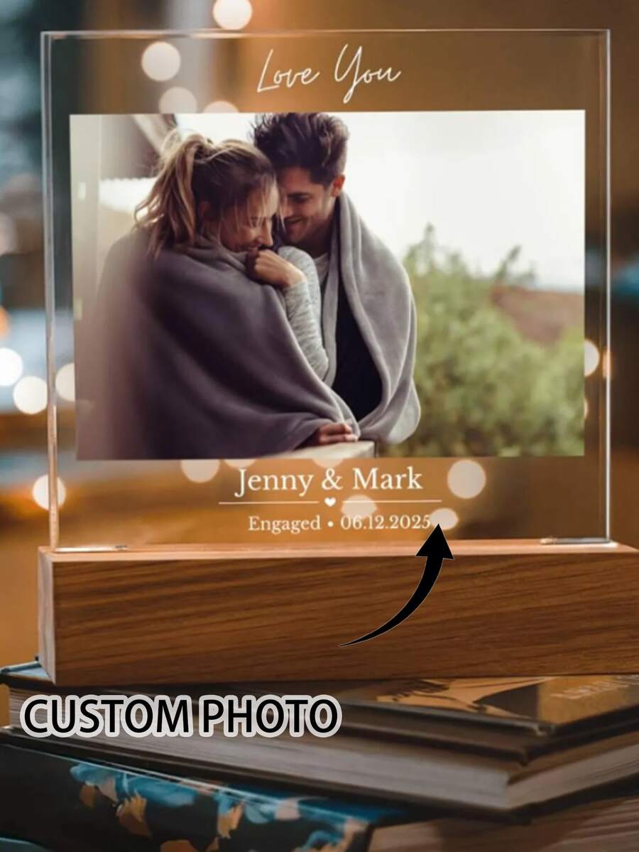 Customizable Acrylic Photo Display Stand, Personalized Engagement Photo Frame, Perfect Gift For Newlyweds, Engagement Ceremony Or Family And Friends - Multicolor - View 1