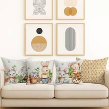 Kit 4 Capas de Almofada com Refil Coleção Páscoa EXCLUSIVA Estampadas Decorativas para Sofá e Cama com Conforto - COELHO CENOURA - Visão 9